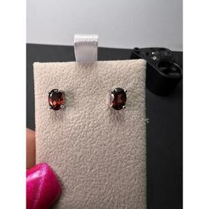 Red zircon sterling silver stud earrings